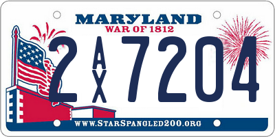 MD license plate 2AX7204