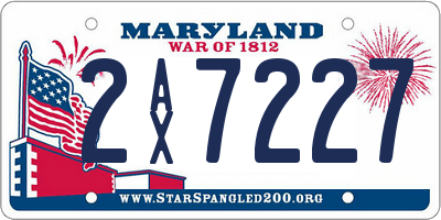 MD license plate 2AX7227