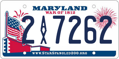 MD license plate 2AX7262