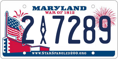 MD license plate 2AX7289