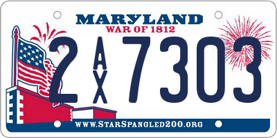 MD license plate 2AX7303