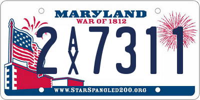 MD license plate 2AX7311