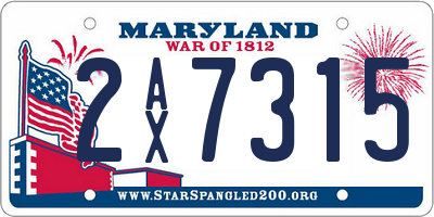MD license plate 2AX7315