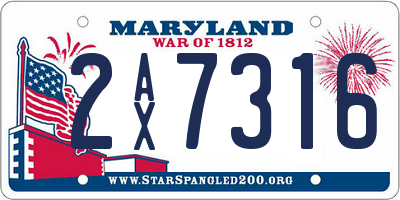 MD license plate 2AX7316