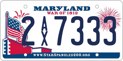MD license plate 2AX7333