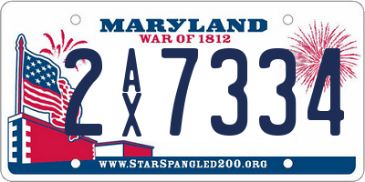 MD license plate 2AX7334