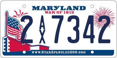 MD license plate 2AX7342
