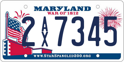 MD license plate 2AX7345