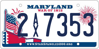 MD license plate 2AX7353