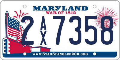MD license plate 2AX7358