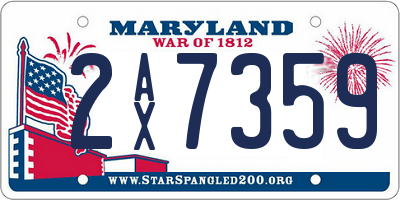 MD license plate 2AX7359
