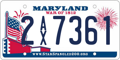 MD license plate 2AX7361