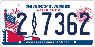 MD license plate 2AX7362