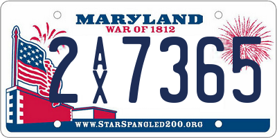 MD license plate 2AX7365