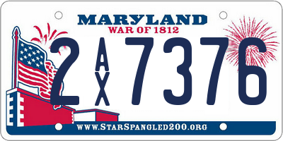 MD license plate 2AX7376