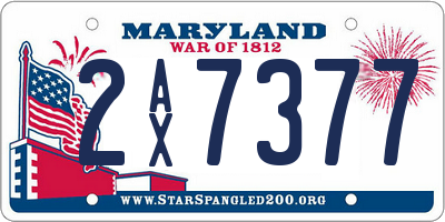 MD license plate 2AX7377