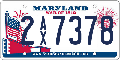 MD license plate 2AX7378