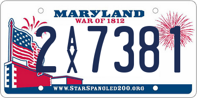 MD license plate 2AX7381