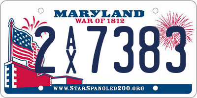 MD license plate 2AX7383