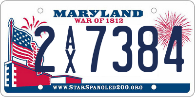 MD license plate 2AX7384