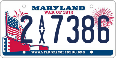 MD license plate 2AX7386