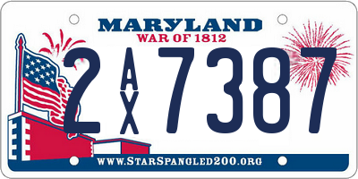 MD license plate 2AX7387