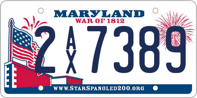 MD license plate 2AX7389