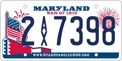 MD license plate 2AX7398