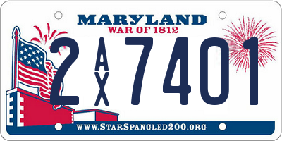 MD license plate 2AX7401