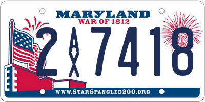MD license plate 2AX7418