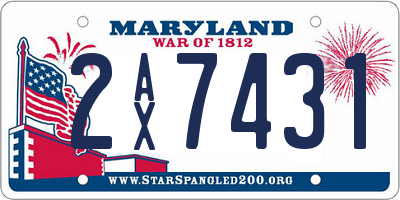 MD license plate 2AX7431