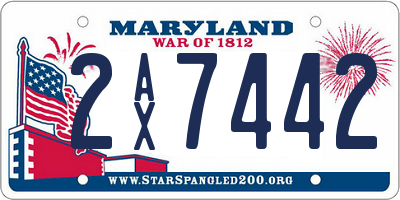 MD license plate 2AX7442