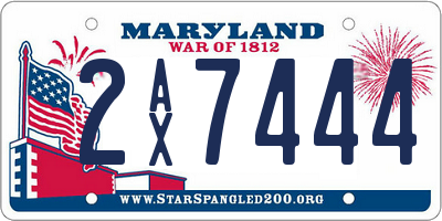MD license plate 2AX7444