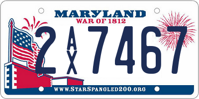MD license plate 2AX7467