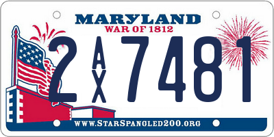 MD license plate 2AX7481