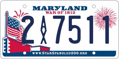 MD license plate 2AX7511