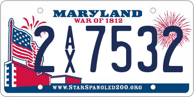 MD license plate 2AX7532