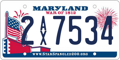 MD license plate 2AX7534