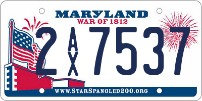 MD license plate 2AX7537