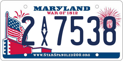 MD license plate 2AX7538