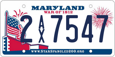 MD license plate 2AX7547