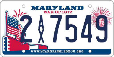 MD license plate 2AX7549