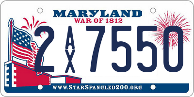 MD license plate 2AX7550