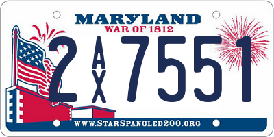 MD license plate 2AX7551