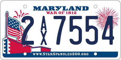 MD license plate 2AX7554