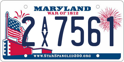 MD license plate 2AX7561