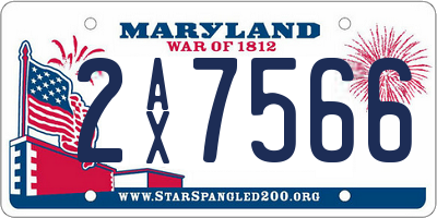 MD license plate 2AX7566