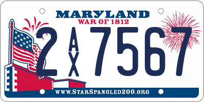 MD license plate 2AX7567