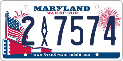 MD license plate 2AX7574