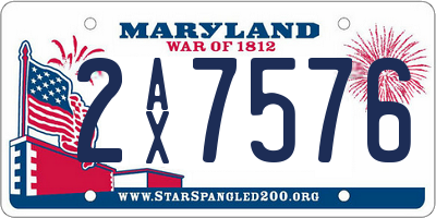 MD license plate 2AX7576